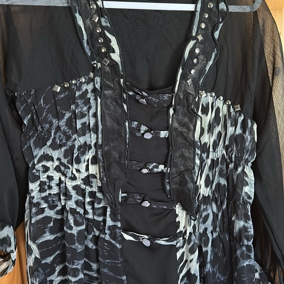 Pretty Angel Whimsygoth Animal Print Blouse – Size S – Silk Blend Y2K grunge - Picture 11 of 17
